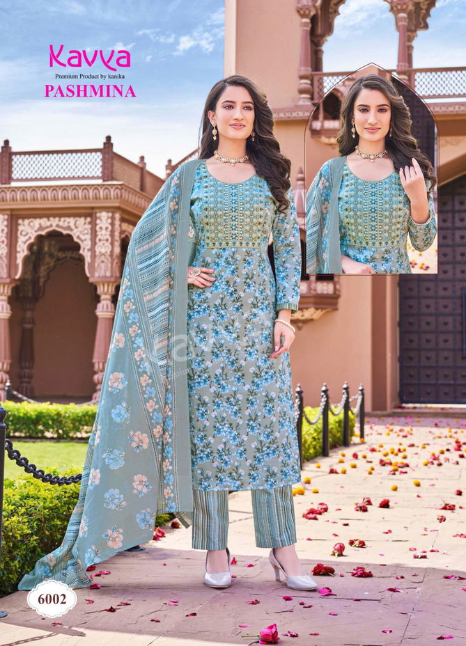 Pashmina Vol 6 By Kavya Embroidery Neck Cotton Readymade Suits Wholesale Suppliers In Mumbai
